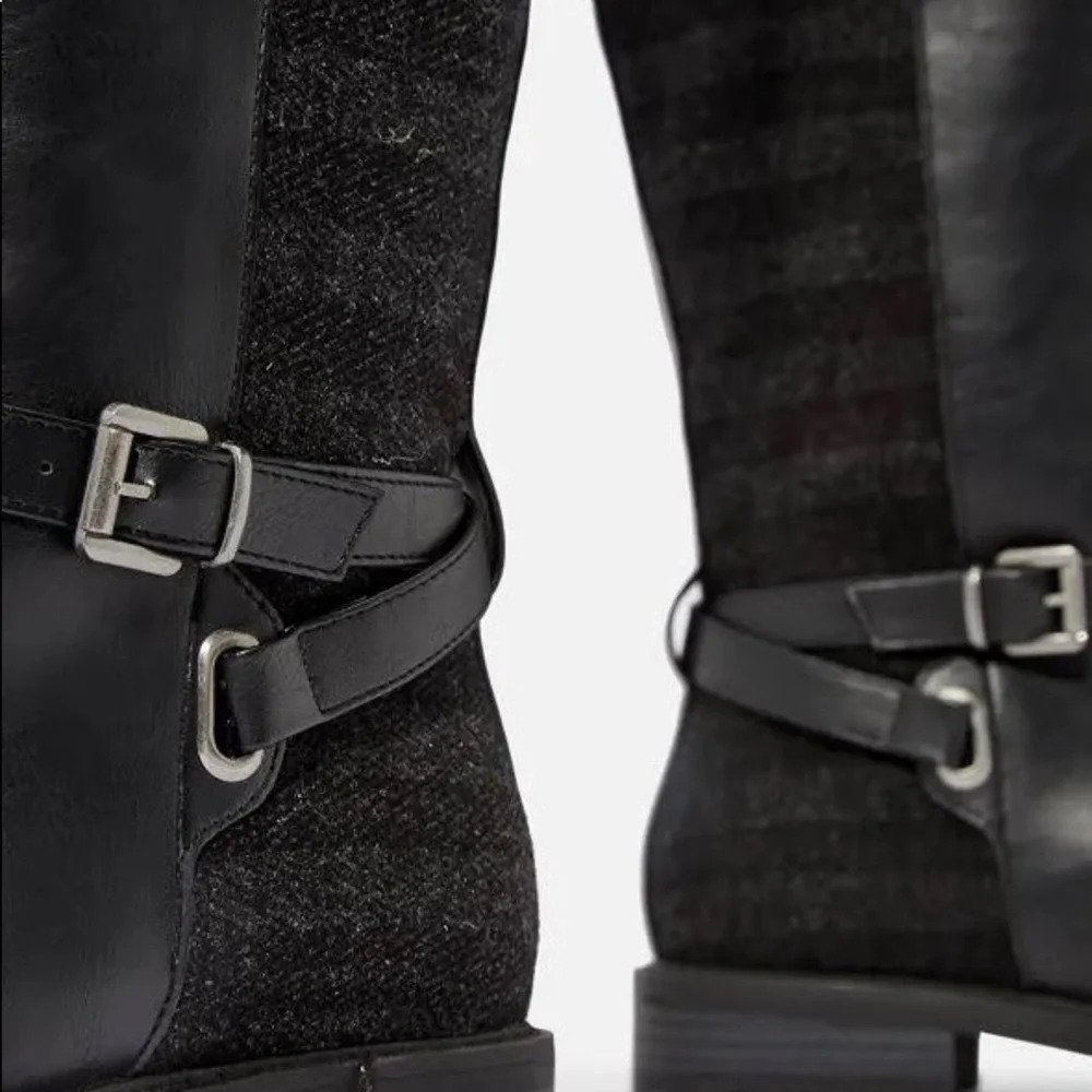 NWOT Zenith Patterned Grey Black High Riding Boot Womens Size 6